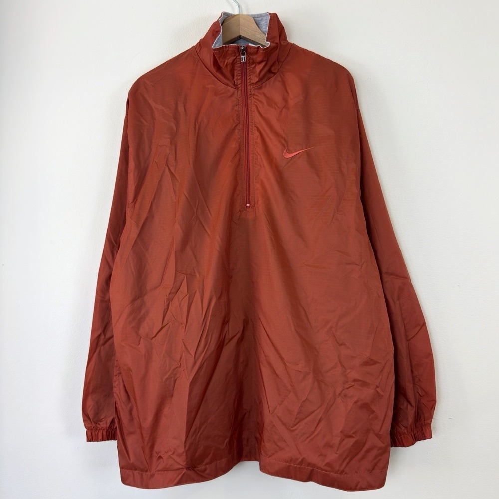 Vintage Y2k Nike Swoosh Half Zip Tonal Orange Windbreaker Jacket - Large